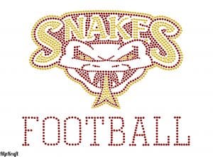Snakes Football rhinestone custom design
