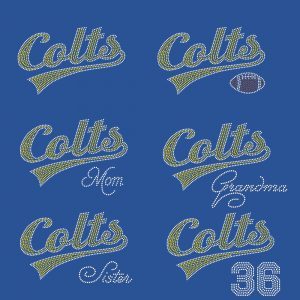 Colts football custom rhinestone designs