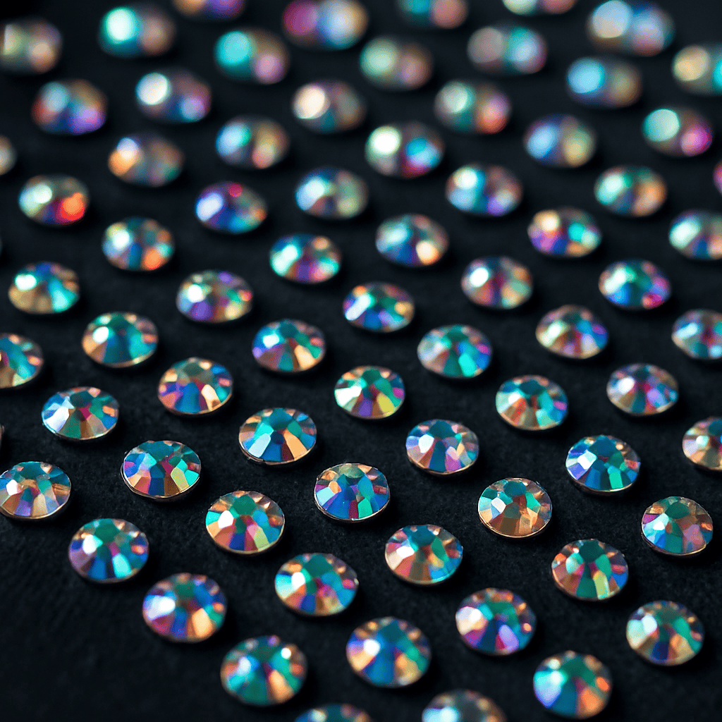 beautiful closeup crystal AB rhinestones